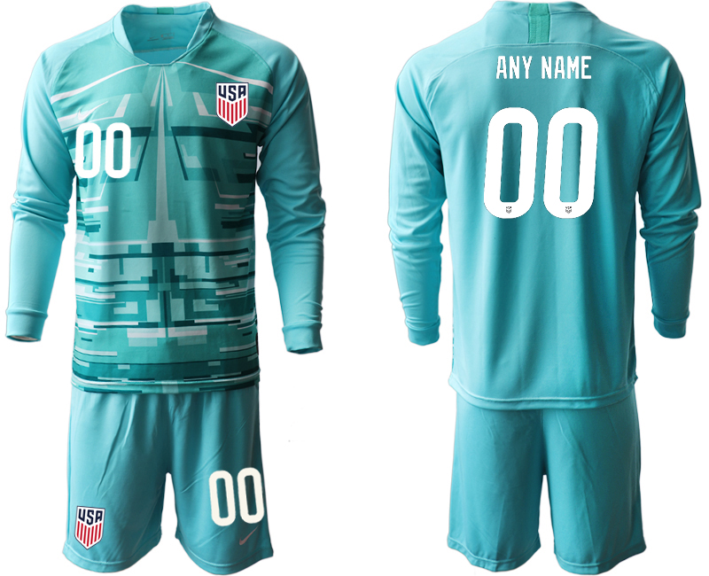 Men 2020-2021 Season National team United States goalkeeper Long sleeve blue customized Soccer Jersey->united states jersey->Soccer Country Jersey